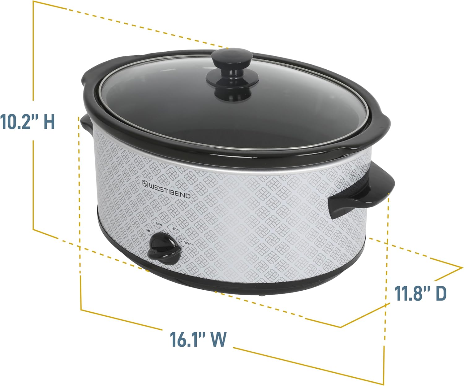 West Bend Slow Cooker 6-Quart Manual Crockery Style with Dishwasher Safe Oval Ceramic Crockpot and Glass Lid Two Temperature Settings Plus Keep Warm, 330-Watts, Silver11
