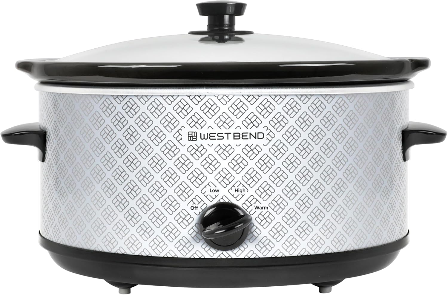 West Bend Slow Cooker 6-Quart Manual Crockery Style with Dishwasher Safe Oval Ceramic Crockpot and Glass Lid Two Temperature Settings Plus Keep Warm, 330-Watts, Silver23