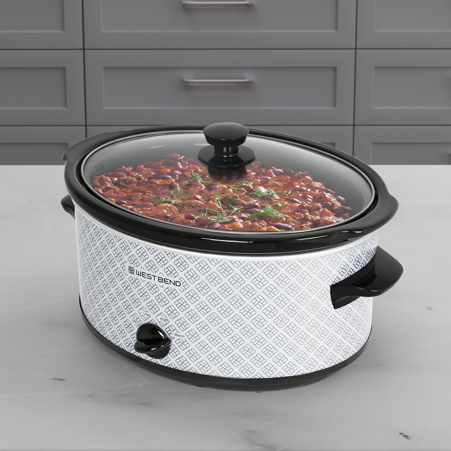 West Bend Slow Cooker 6-Quart Manual Crockery Style with Dishwasher Safe Oval Ceramic Crockpot and Glass Lid Two Temperature Settings Plus Keep Warm, 330-Watts, Silver3