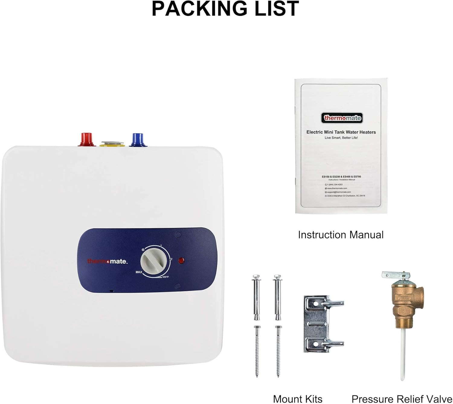 thermomate Electric Tank Water Heater, 6.5 Gallons Mini Tank Water Heater for Point of Use Instant Hot Water 120V 1440W Plugin to Use, Wall or Floor Mounted, UL Certified ES70011