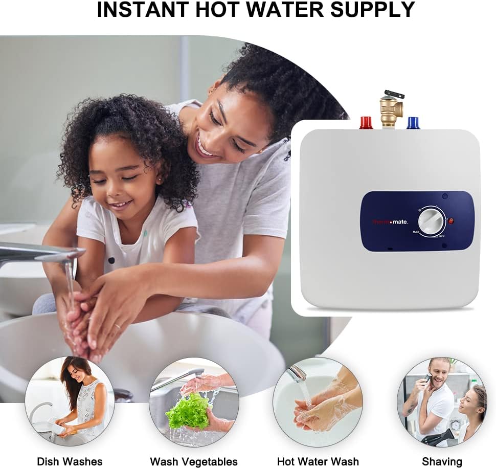thermomate Electric Tank Water Heater, 6.5 Gallons Mini Tank Water Heater for Point of Use Instant Hot Water 120V 1440W Plugin to Use, Wall or Floor Mounted, UL Certified ES7007
