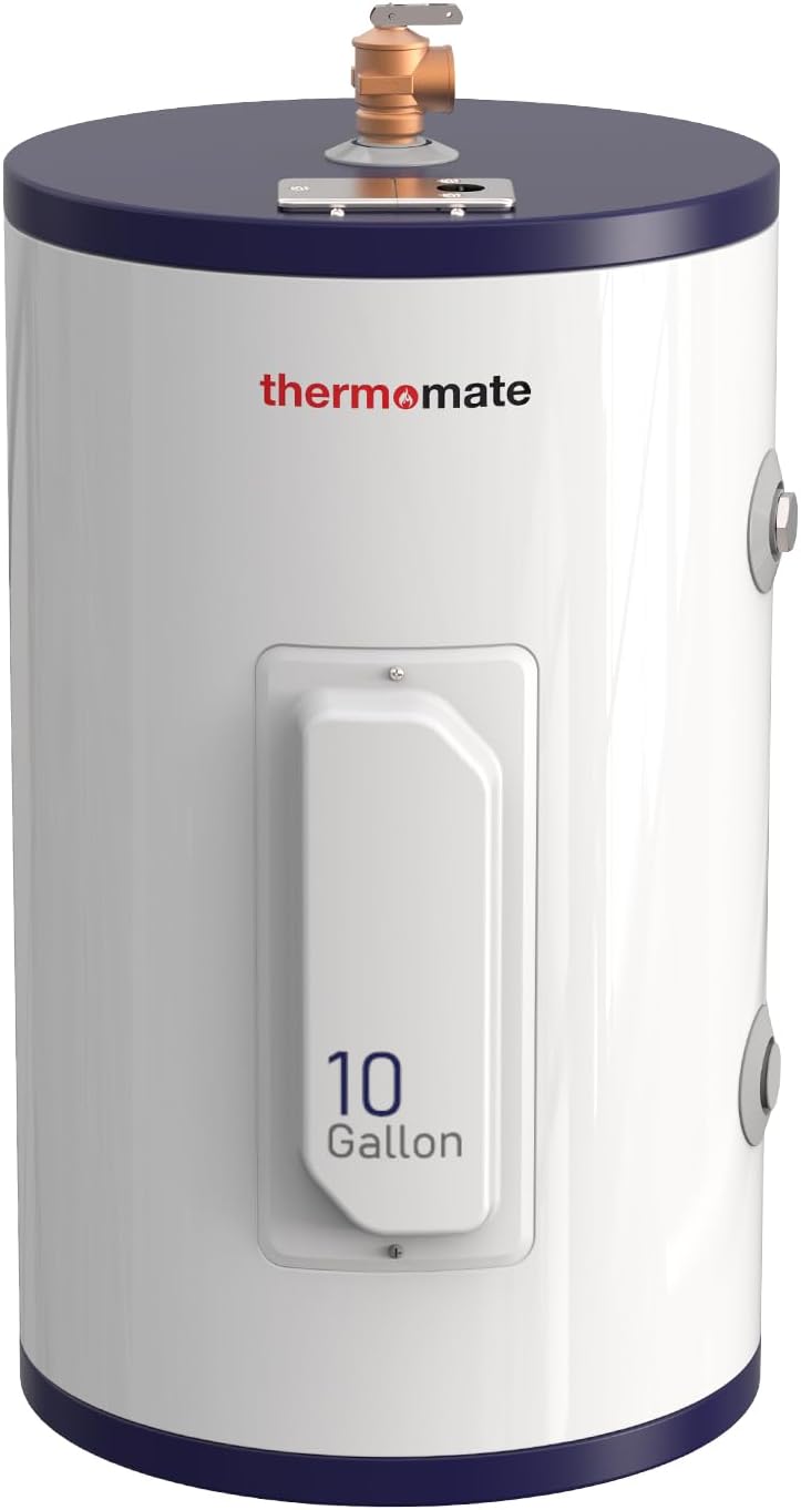 thermomate Tank Water Heater Electric, 10 Gallon Small Point of Use Hot Water Heater, 120 Volt 1500W Compact Residential Water Heater, Adjustable Thermostat, UL Listed (ES1000) thermomate Tank Water Heater Electric, 10 Gallon Small Point of Use Hot Water Heater, 120 Volt 1500W Compact Residential Water Heater, Adjustable Thermostat, UL Listed (ES1000)