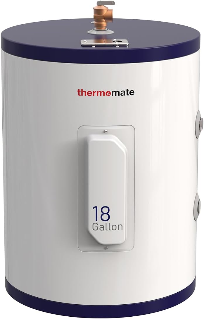thermomate Tank Water Heater Electric, 18 Gallon Small Point of Use Hot Water Heater for Washing & Shower, 120Volt 1500W Compact Residential Water Heater, Adjustable Thermostat, UL Listed thermomate Tank Water Heater Electric, 18 Gallon Small Point of Use Hot Water Heater for Washing & Shower, 120Volt 1500W Compact Residential Water Heater, Adjustable Thermostat, UL Listed