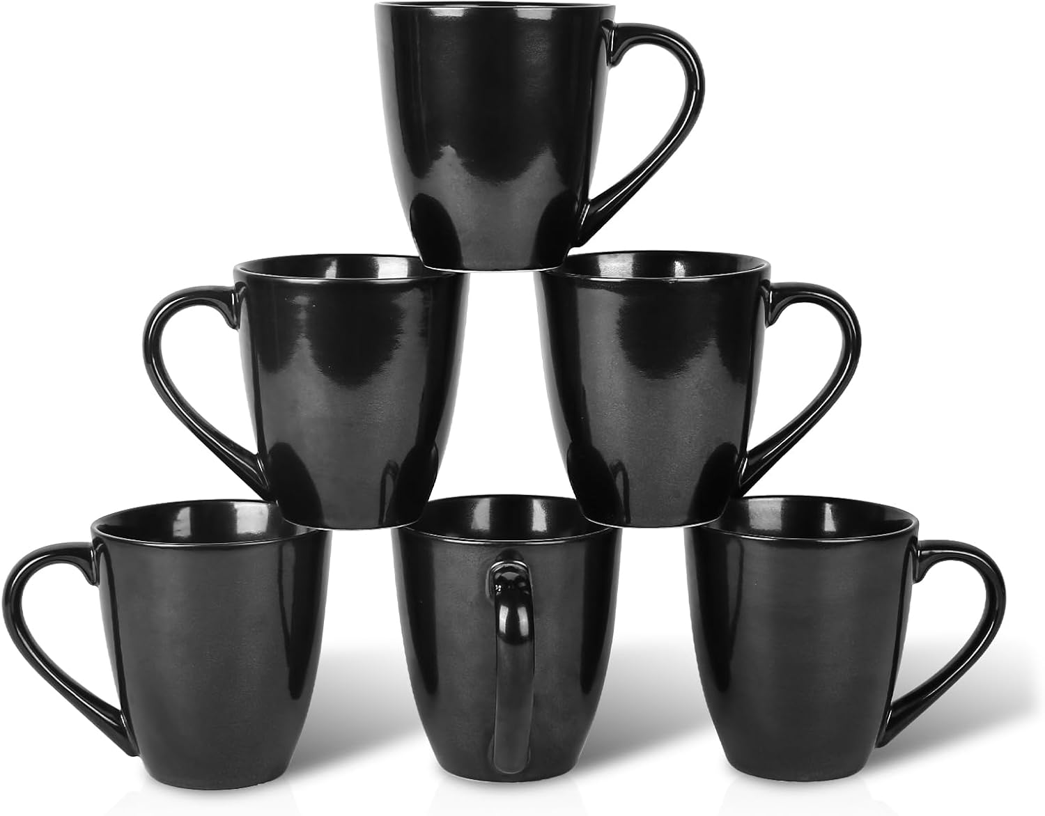 vicrays Coffee Mug Set, 12 Ounce, Ceramic Mug for Men, Women, Unique Glazed Mugs with Handle for Coffee, Tea, Milk, Cocoa, Cereal - Set of 6 Black vicrays Coffee Mug Set, 12 Ounce, Ceramic Mug for Men, Women, Unique Glazed Mugs with Handle for Coffee, Tea, Milk, Cocoa, Cereal - Set of 6 Black