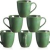 vicrays Coffee Mug Set, 12 Ounce, Set of 6, Ceramic Mug for Men, Women, Unique Glazed Mugs with Handle for Coffee, Tea, Milk, Cocoa, Cereal(Green)