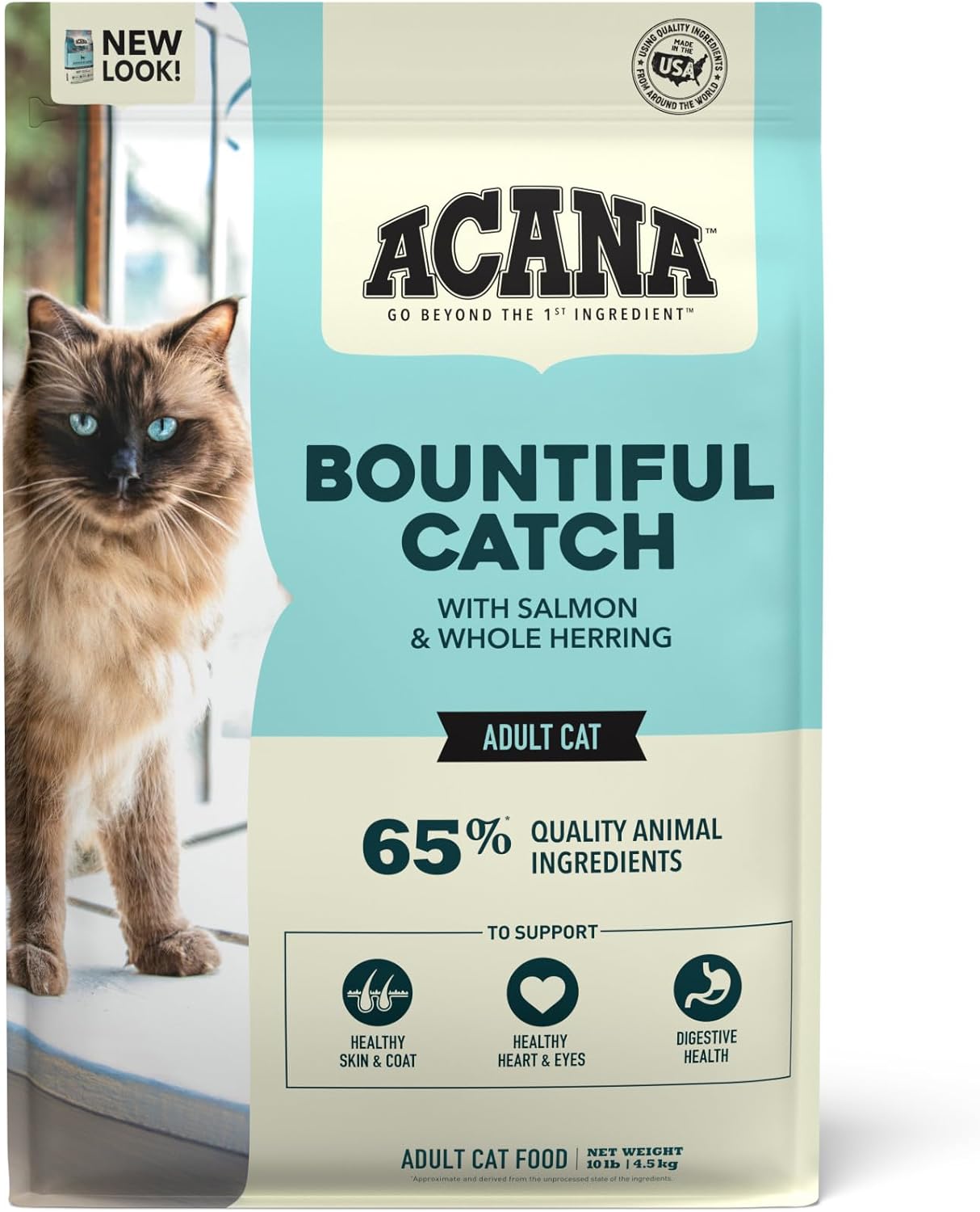 ACANA Bountiful Catch Dry Cat Food for Adult Cats, Salmon and Whole Herring Recipe, Fish Cat Food, 10lb ACANA Bountiful Catch Dry Cat Food for Adult Cats, Salmon and Whole Herring Recipe, Fish Cat Food, 10lb