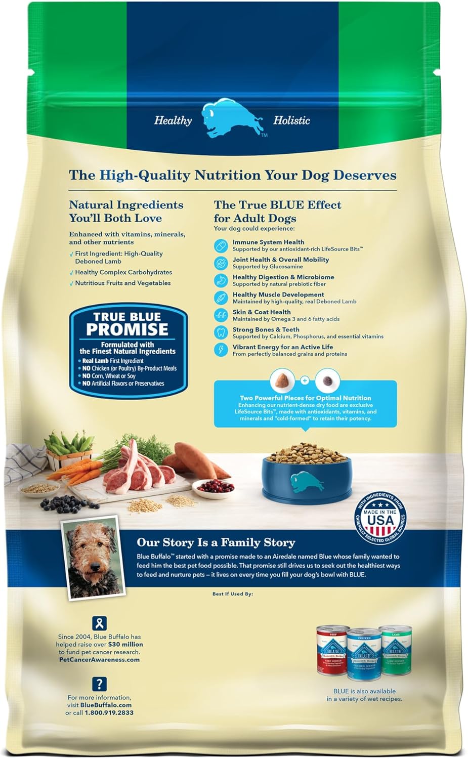 BLUE BUFFALO Life Protection Formula Adult Dry Dog Food, Helps Build and Maintain Strong Muscles, Made with Natural Ingredients, Lamb & Brown Rice Recipe, 24-lb. Bag1