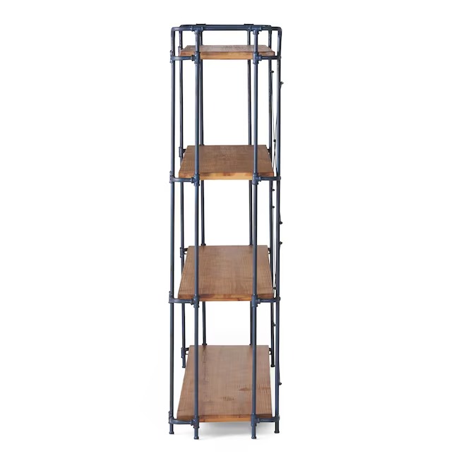 Best Selling Home Decor Wood 4-Tier Decorative Shelving Unit (64-in W x 17.5-in D x 65.5-in H) Brown, (134-lb Capacity Per Shelf)9_11zon