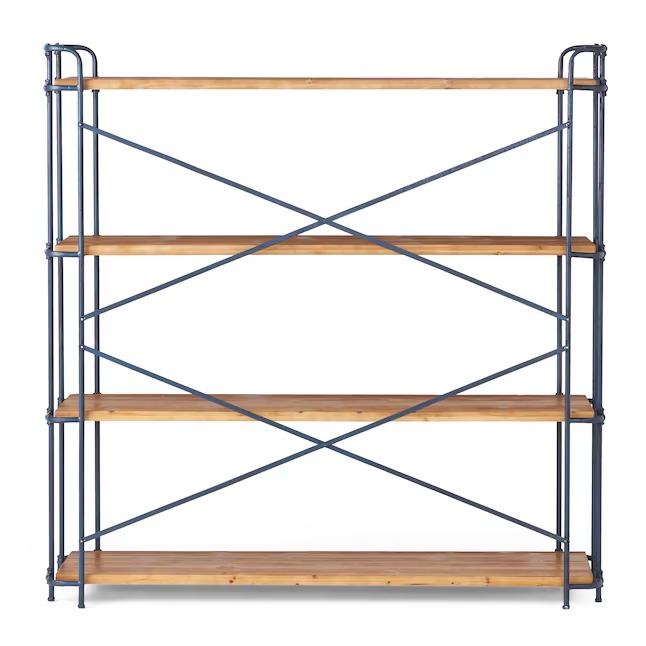 Best Selling Home Decor Wood 4-Tier Decorative Shelving Unit (64-in W x 17.5-in D x 65.5-in H) Brown, (134-lb Capacity Per Shelf)_11zon Best Selling Home Decor Wood 4-Tier Decorative Shelving Unit (64-in W x 17.5-in D x 65.5-in H) Brown, (134-lb Capacity Per Shelf)