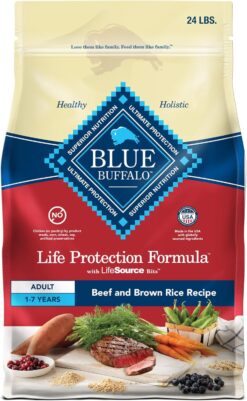 Blue Buffalo Blue Life Protection Formula Natural Adult Beef and Brown Rice Dry Dog Food, 24 lbs.