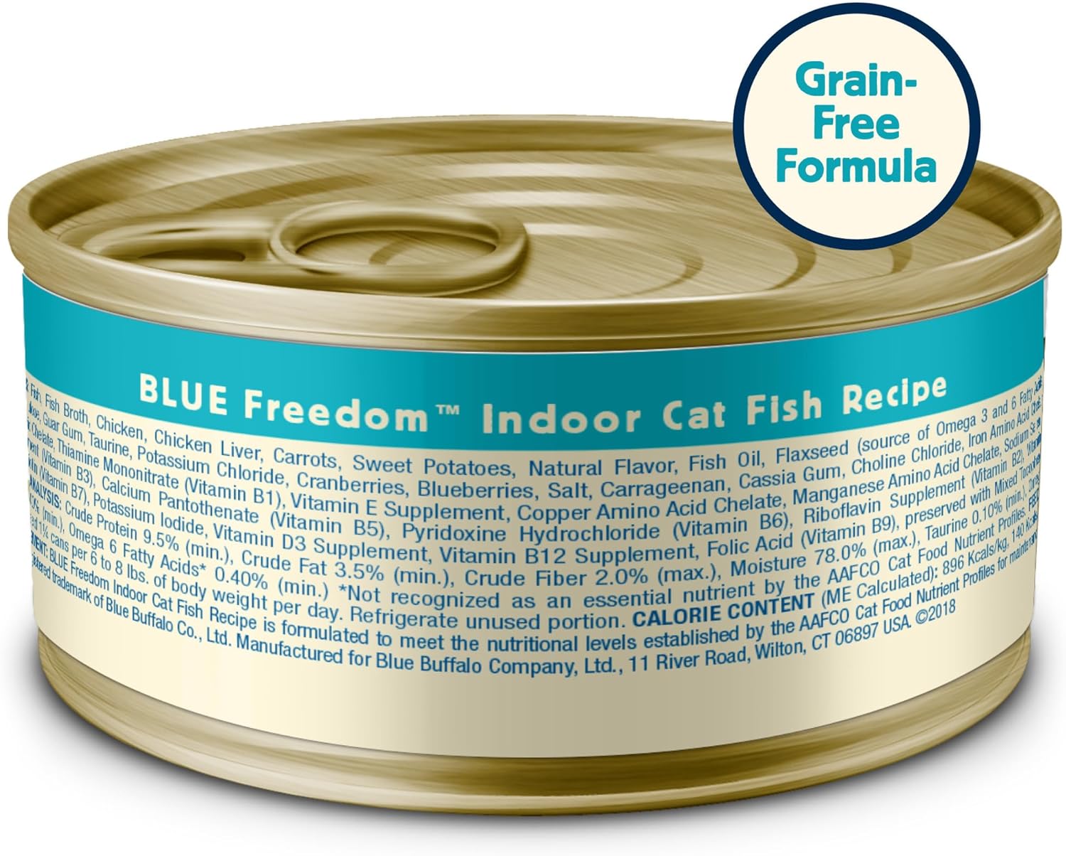 Blue Buffalo Freedom Grain-Free Adult Wet Cat Food, Complete & Balanced Nutrition for Indoor Cats, Made with Natural Ingredients, Fish Recipe, 5.5-oz Cans (24 Count)2