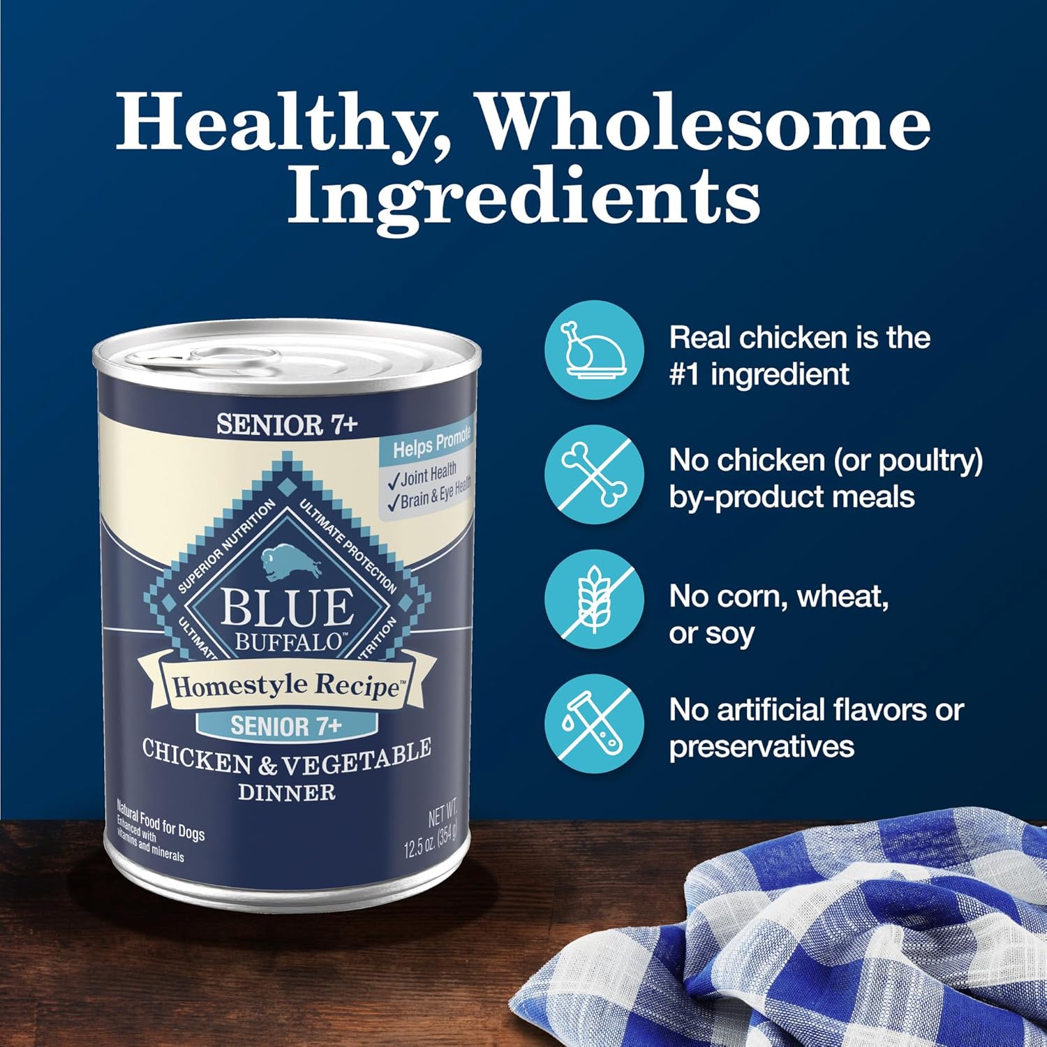 Blue Buffalo Homestyle Recipe Senior Wet Dog Food, Made with Natural Ingredients, Chicken Dinner with Garden Vegetables, 12.5-oz Cans (12 Count)8