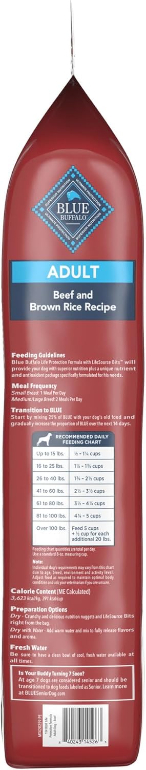 Blue Buffalo Life Protection Formula Adult Dry Dog Food, Helps Build and Maintain Strong Muscles, Made with Natural Ingredients, Beef & Brown Rice Recipe, 15-lb. Bag4