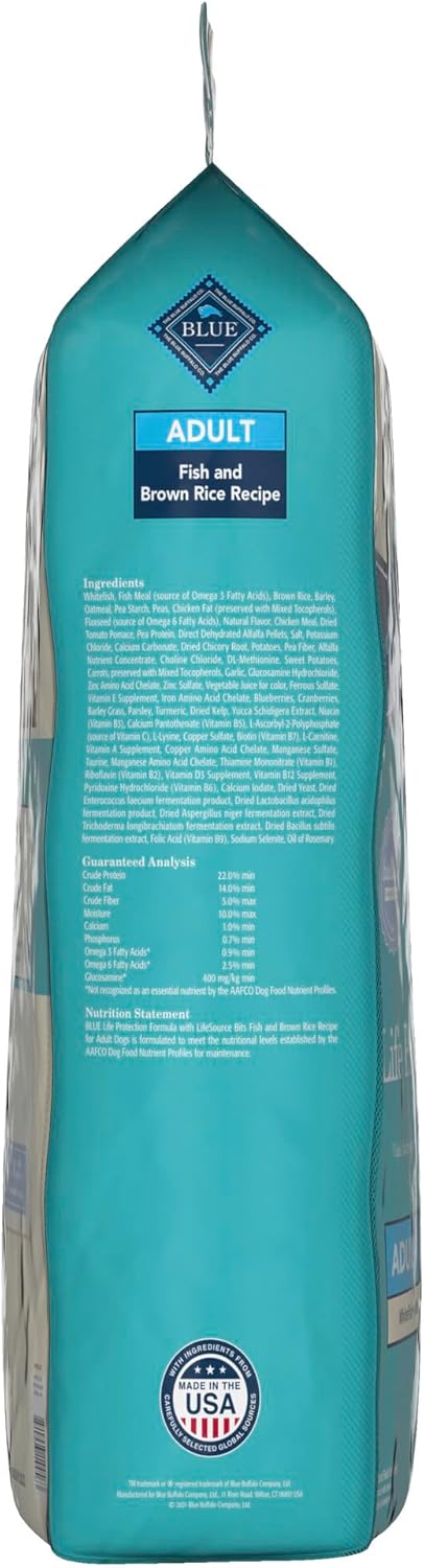 Blue Buffalo Life Protection Formula Adult Dry Dog Food, Helps Build and Maintain Strong Muscles, Made with Natural Ingredients, Fish & Brown Rice Recipe, 34-lb. Bag4