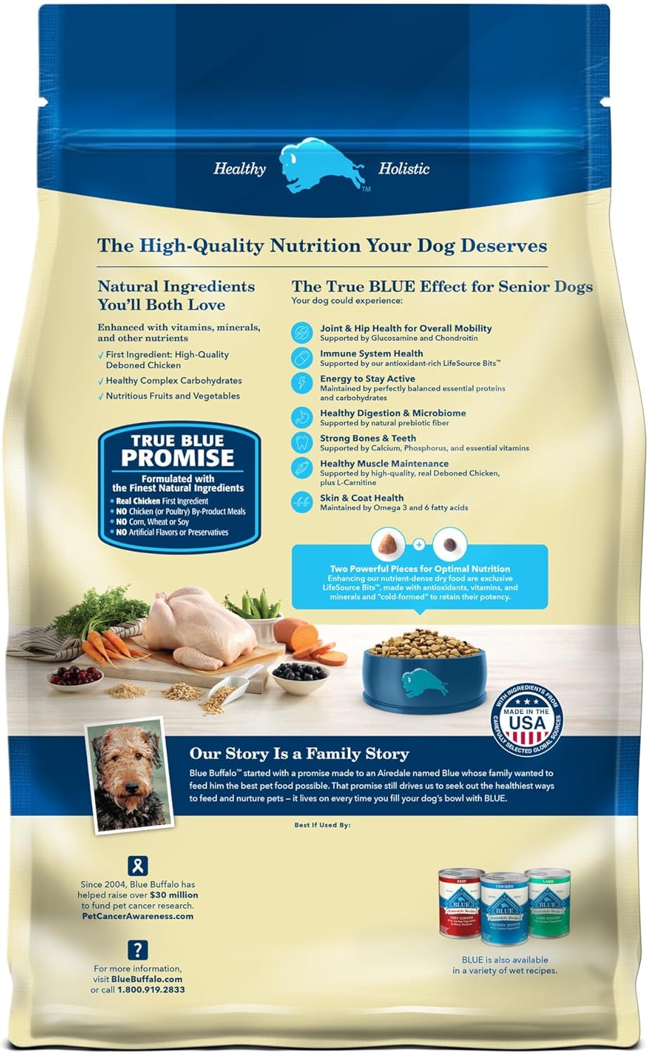 Blue Buffalo Life Protection Formula Senior Dry Dog Food, Supports Joint Health and Mobility, Made with Natural Ingredients, Chicken & Brown Rice Recipe, 34-lb. Bag1