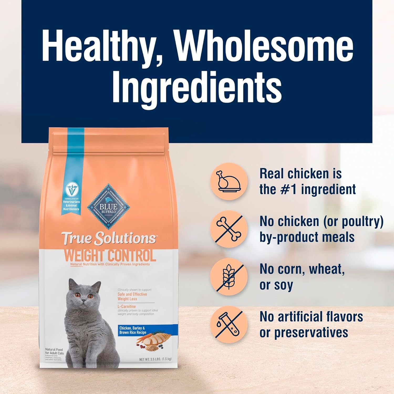 Blue Buffalo True Solutions Weight Control Natural Dry Cat Food for Adult Cats, Chicken, 11-lb. Bag7
