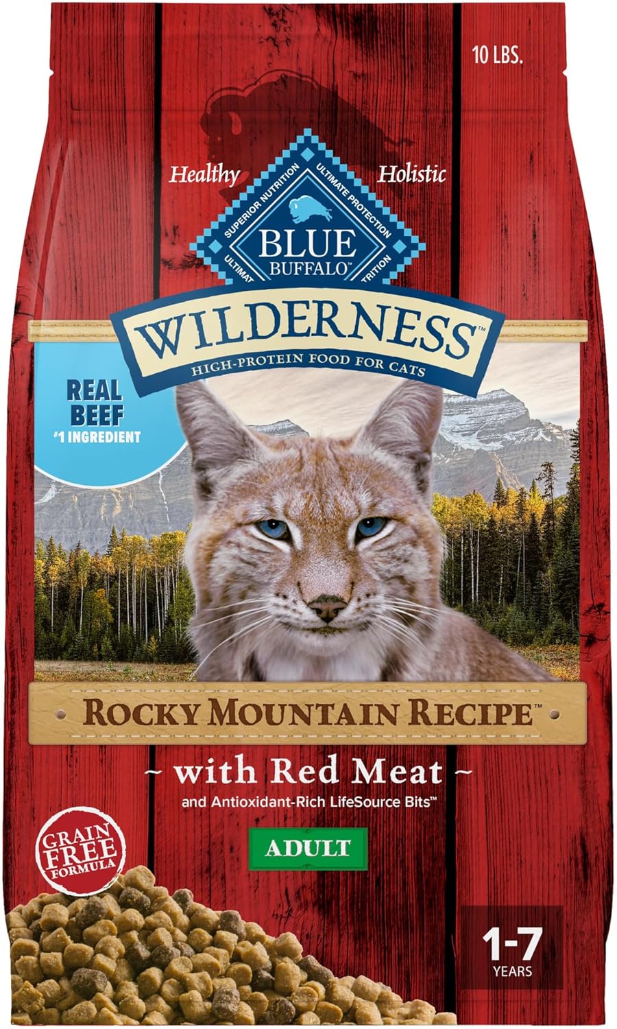 Blue Buffalo Wilderness Adult Dry Cat Food, Rocky Mountain Recipe, Chicken-Free & Grain-Free Recipe Made with Natural Ingredients, Red Meat, 10-lb Bag Blue Buffalo Wilderness Adult Dry Cat Food, Rocky Mountain Recipe, Chicken-Free & Grain-Free Recipe Made with Natural Ingredients, Red Meat, 10-lb Bag