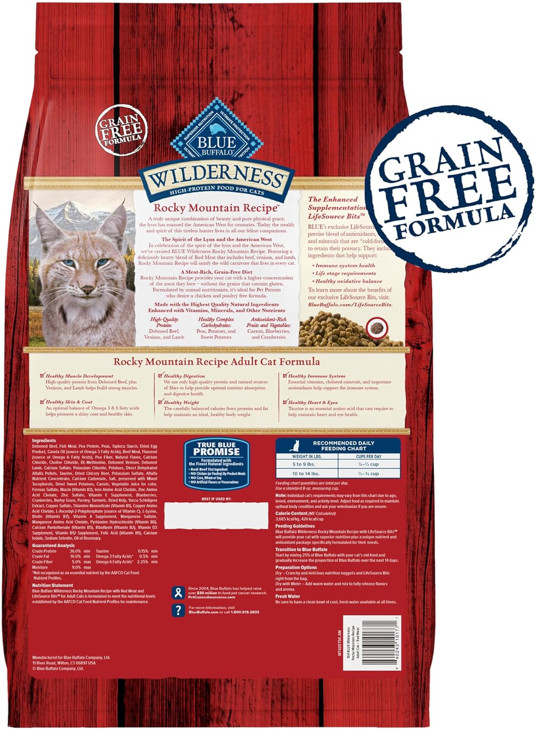 Blue Buffalo Wilderness Adult Dry Cat Food, Rocky Mountain Recipe, Chicken-Free & Grain-Free Recipe Made with Natural Ingredients, Red Meat, 10-lb Bag2