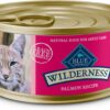 Blue Buffalo Wilderness Natural High-Protein Grain-Free Wet Food for Adult Cats, Salmon Paté, 3-oz. Cans, 24 Count