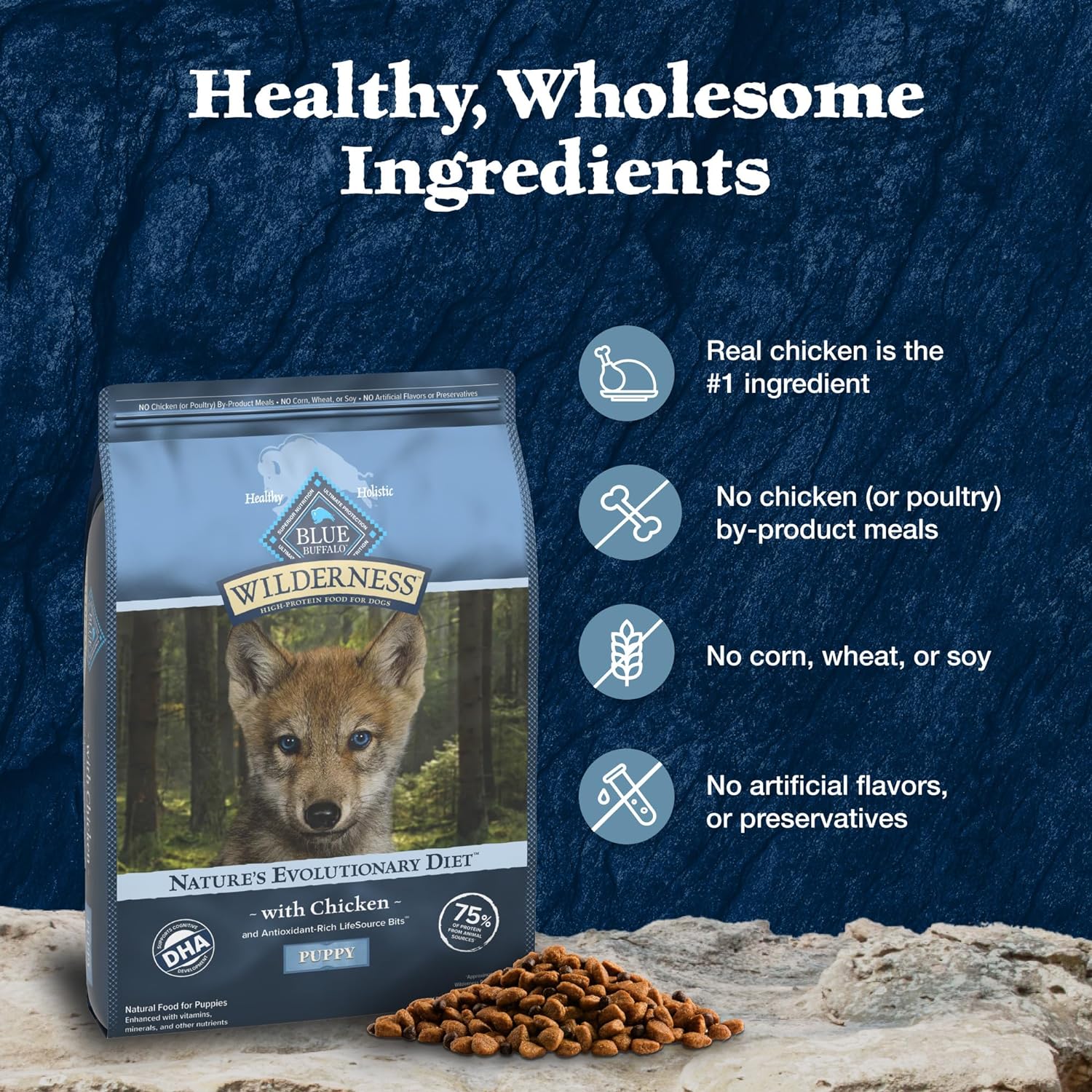 Blue Buffalo Wilderness Puppy High Protein Dry Dog Food With Real Chicken Plus Wholesome Grains, Made in the USA with Natural Ingredients, Chicken, 13-lb. Bag8