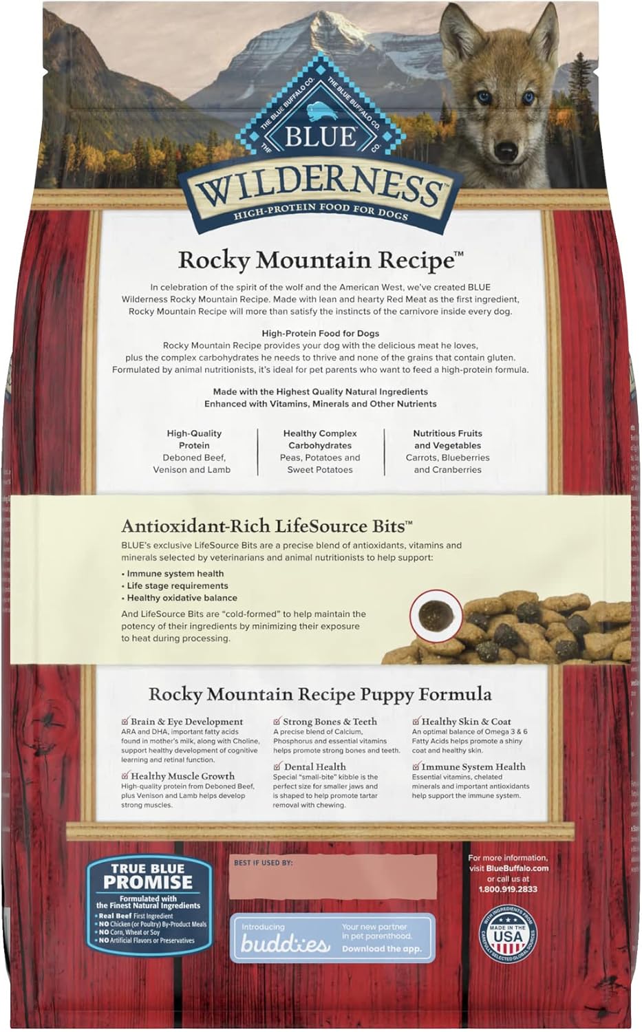 Blue Buffalo Wilderness Rocky Mountain Recipe High Protein, Natural Puppy Dry Dog Food, Red Meat 4-lb32