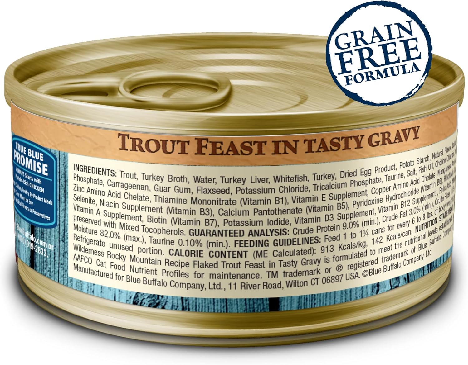 Blue Buffalo Wilderness Rocky Mountain Recipe Natural High Protein Wet Food for Adult Cats, Trout in Tasty Gravy, 5.5-oz cans, Pack of 241