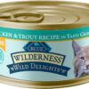 Blue Buffalo Wilderness Wild Delights Adult Flaked Wet Cat Food, High-Protein & Grain-Free, Made with Natural Ingredients, Chicken & Trout Recipe in Tasty Gravy, 3-oz Cans (24 Count)
