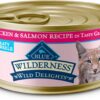 Blue Buffalo Wilderness Wild Delights Meaty Morsels Natural Wet Cat Food, Chicken & Salmon in Tasty Gravy, 3-oz. Cans, 24-Pack