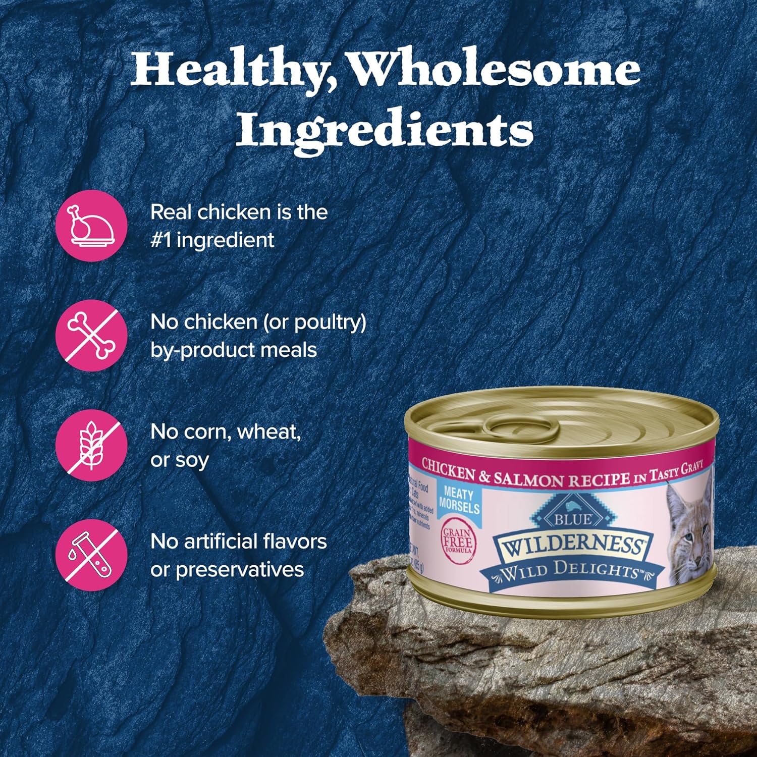 Blue Buffalo Wilderness Wild Delights Meaty Morsels Natural Wet Cat Food, Chicken & Salmon in Tasty Gravy, 3-oz. Cans, 24-Pack8