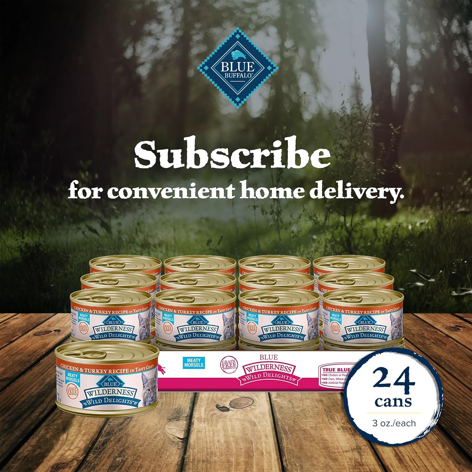 Blue Buffalo Wilderness Wild Delights Meaty Morsels Wet Cat Food, High-Protein & Grain-Free, Made with Natural Ingredients, Chicken & Turkey Recipe in Tasty Gravy, 3-oz. Cans (24 Count)15