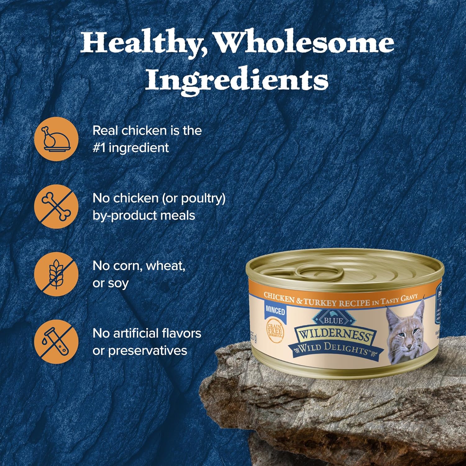 Blue Buffalo Wilderness Wild Delights Minced Natural Wet Cat Food, Chicken & Turkey in Tasty Gravy, 5.5-oz. Cans, 24-Pack8