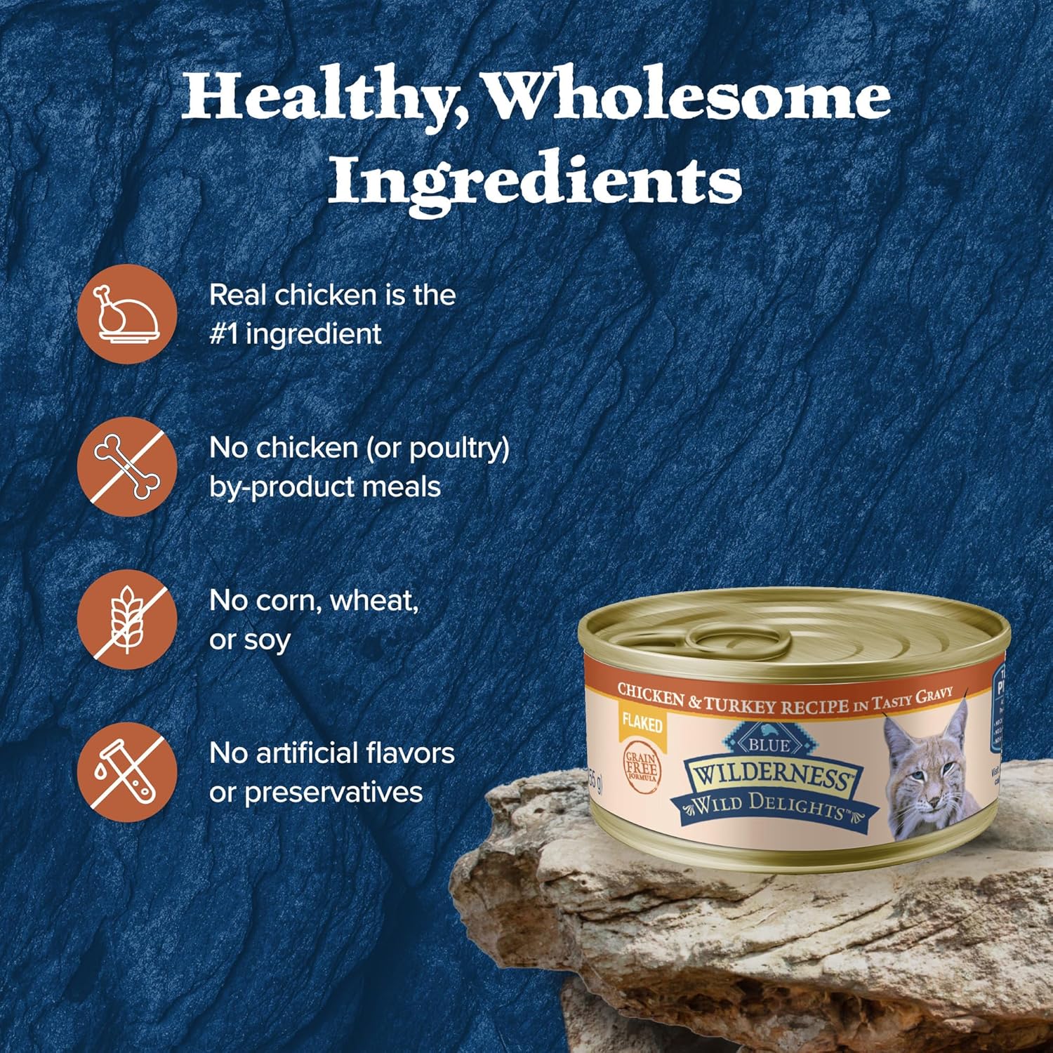 Blue Buffalo Wilderness Wild Delights Natural Wet Food for Cats, Flaked Chicken & Turkey in Tasty Gravy, 5.5-oz Cans, 24-pack8