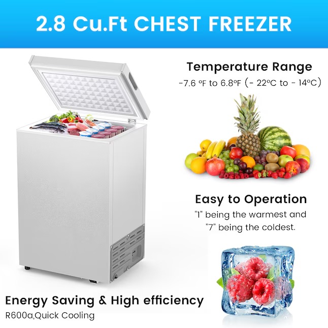 COWSAR 2.8-Cu. Feet Garage Ready Manual Defrost Chest Freezer ( White ) LSD58CF80W3_11zon
