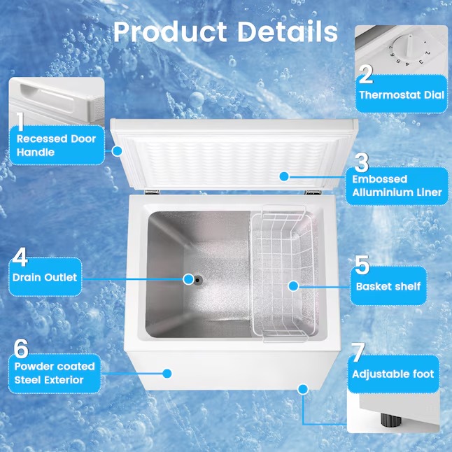 COWSAR 2.8-Cu. Feet Garage Ready Manual Defrost Chest Freezer ( White ) LSD58CF80W5_11zon
