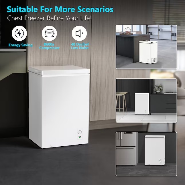 COWSAR 3.5-Cu. Feet Garage Ready Manual Defrost Chest Freezer ( White ) LSD58CF97W3_11zon_11zon