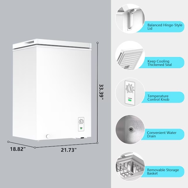 COWSAR 3.5-Cu. Feet Garage Ready Manual Defrost Chest Freezer ( White ) LSD58CF97W5_11zon_11zon