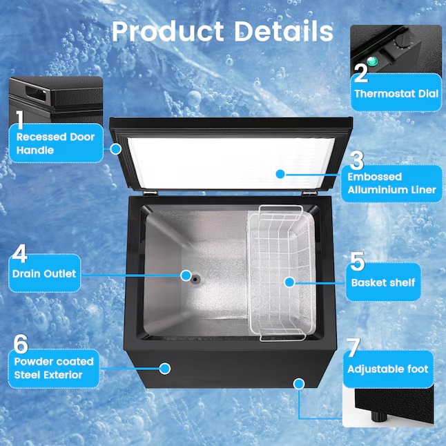 COWSAR LSD58CF80B 2.8-Cu. Feet Garage Ready Manual Defrost Chest Freezer ( Black )4_11zon