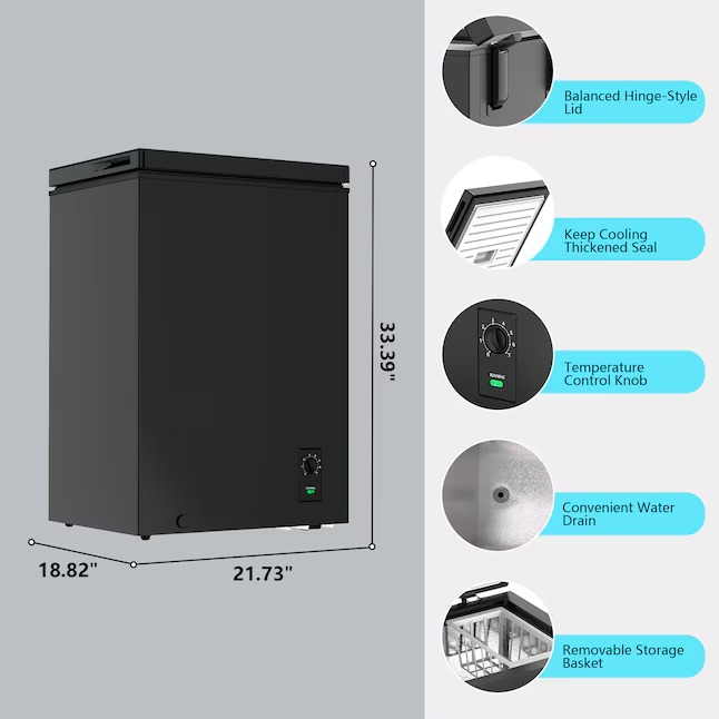 COWSAR LSD58CF97B 3.5-Cu. Feet Garage Ready Manual Defrost Chest Freezer ( Black )7_11zon