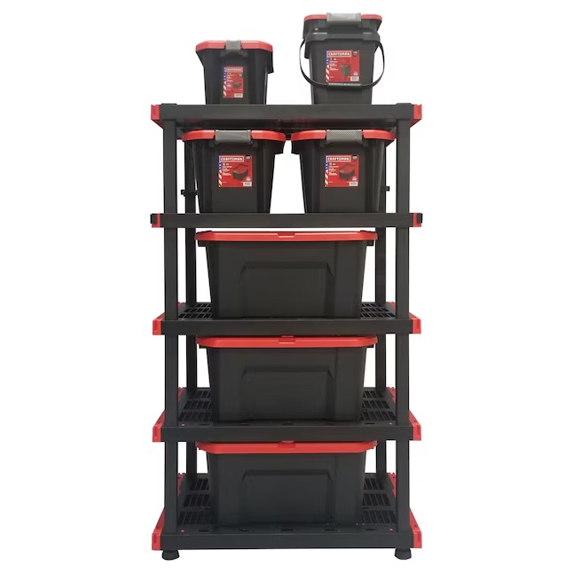 CRAFTSMAN Plastic Heavy Duty 5-Tier Utility Shelving Unit (40-in W x 24-in D x 72-in H), Black, (250-lb Capacity Per Shelf)-_11zon