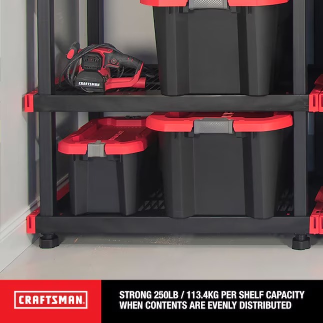 CRAFTSMAN Plastic Heavy Duty 5-Tier Utility Shelving Unit (40-in W x 24-in D x 72-in H), Black, (250-lb Capacity Per Shelf)7_11zon