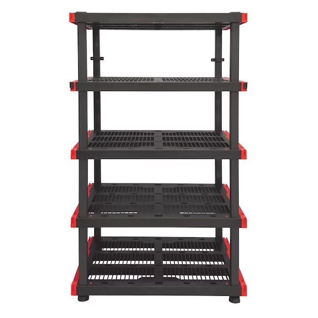CRAFTSMAN Plastic Heavy Duty 5-Tier Utility Shelving Unit (40-in W x 24-in D x 72-in H), Black, (250-lb Capacity Per Shelf)_11zon CRAFTSMAN Plastic Heavy Duty 5-Tier Utility Shelving Unit (40-in W x 24-in D x 72-in H), Black, (250-lb Capacity Per Shelf)