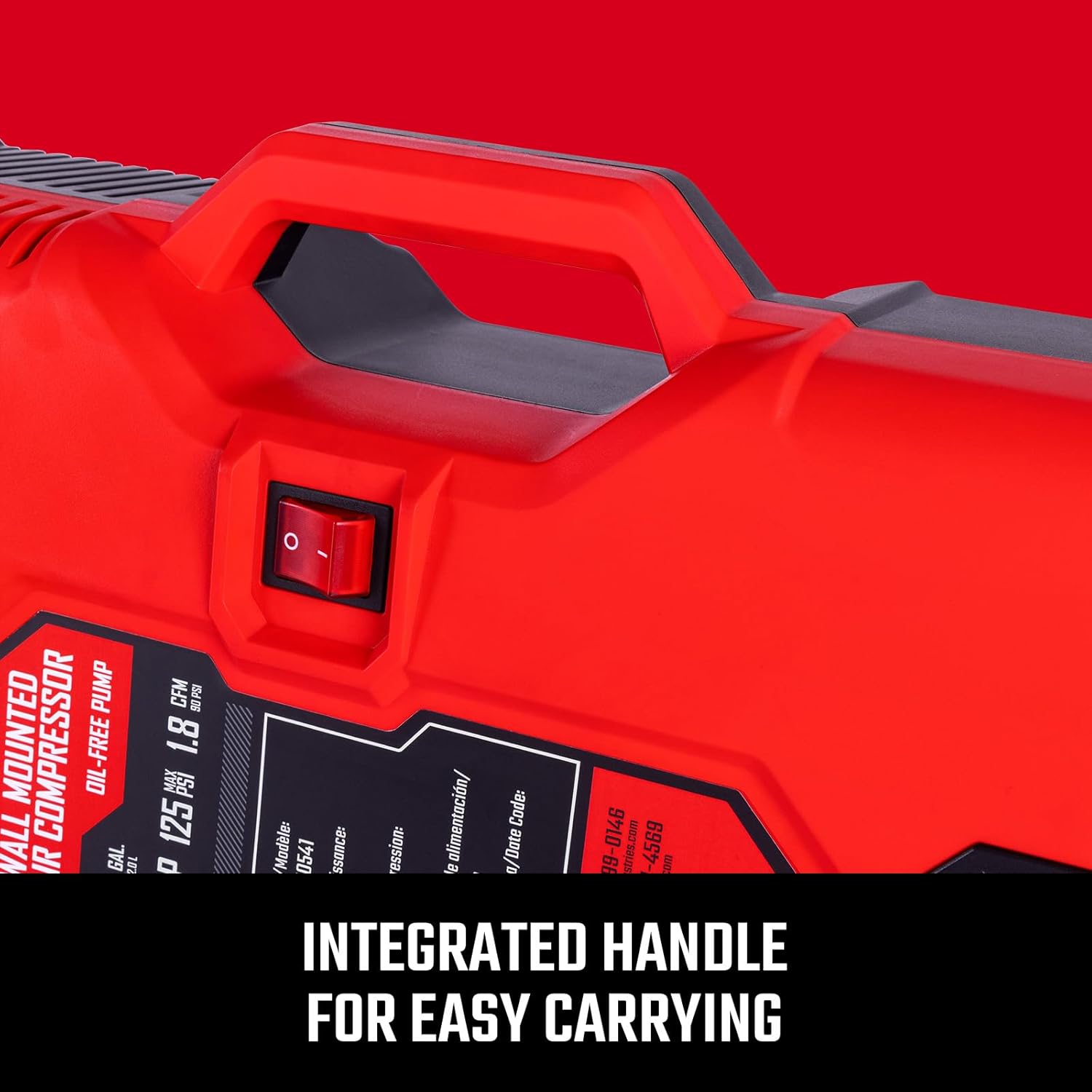 CRAFTSMAN Tire Inflator, All in One Wall Mount Air Compressor Oil-Free with Retractable 30ft Air Hose and Pressure Regulator, Great for Tire Inflation, Brad Stapler, Finishing Jobs,1.5HP 125PSI5