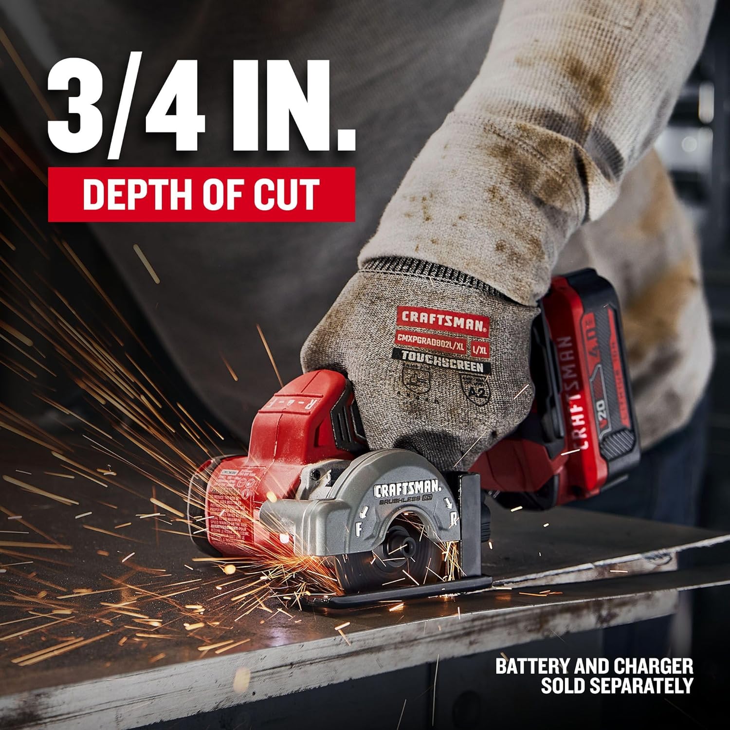 CRAFTSMAN V20 Cordless Cut-Off Tool, Brushless RP, 3 Inch, Small Circular Saw, Bare Tool Only (CMCM300B)2