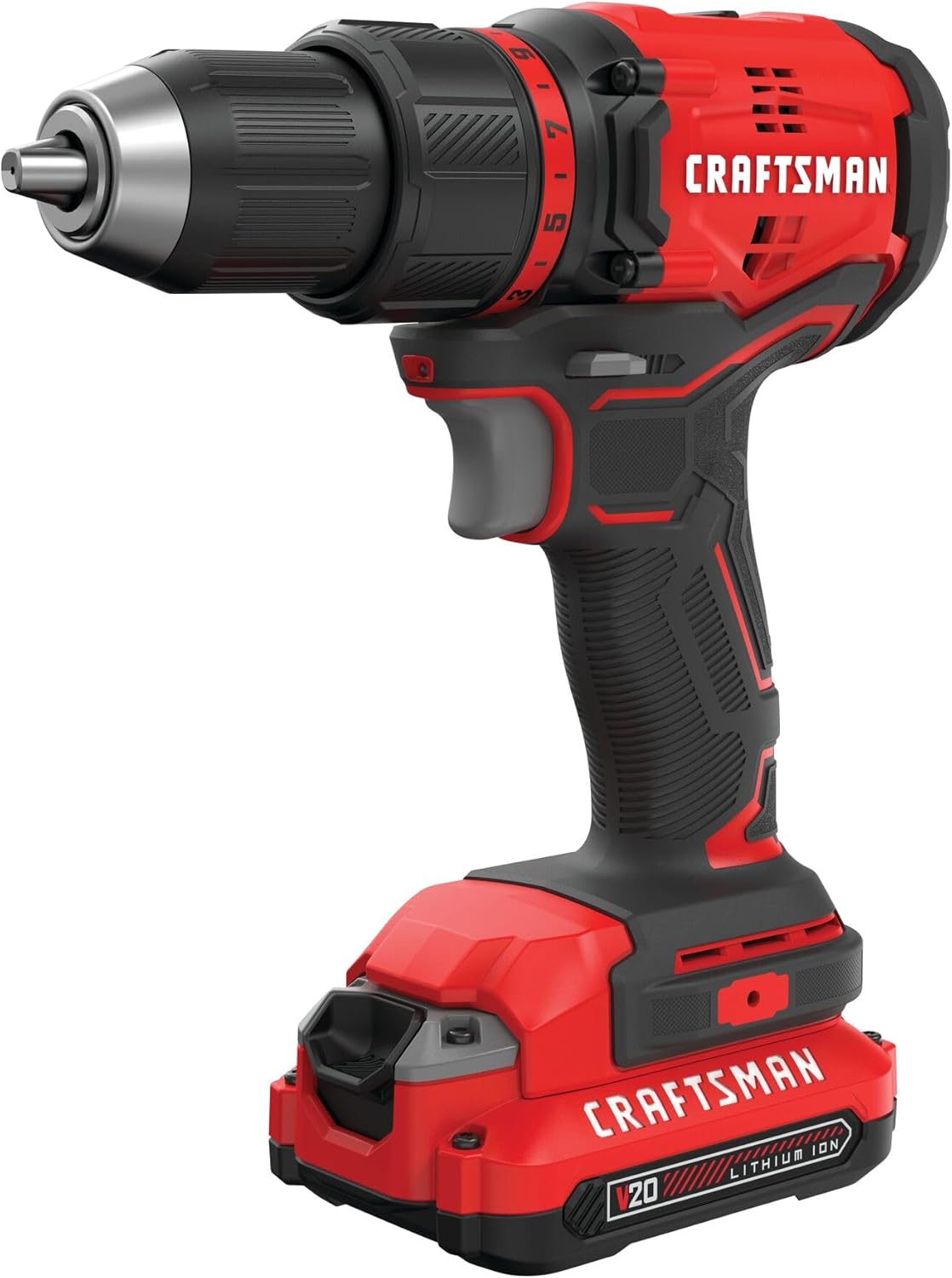 CRAFTSMAN V20 Cordless Drill Driver Kit, 1 2 inch, Battery and Charger Included (CMCD710C1) CRAFTSMAN V20 Cordless Drill/Driver Kit, 1/2 inch, Battery and Charger Included (CMCD710C1)