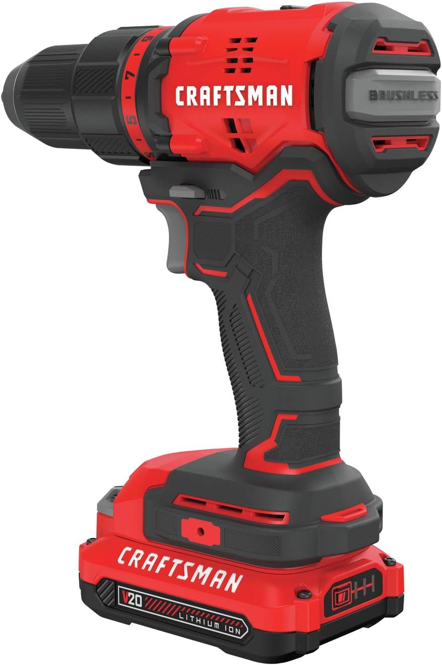 CRAFTSMAN V20 Cordless Drill Driver Kit, 1 2 inch, Battery and Charger Included (CMCD710C1)12