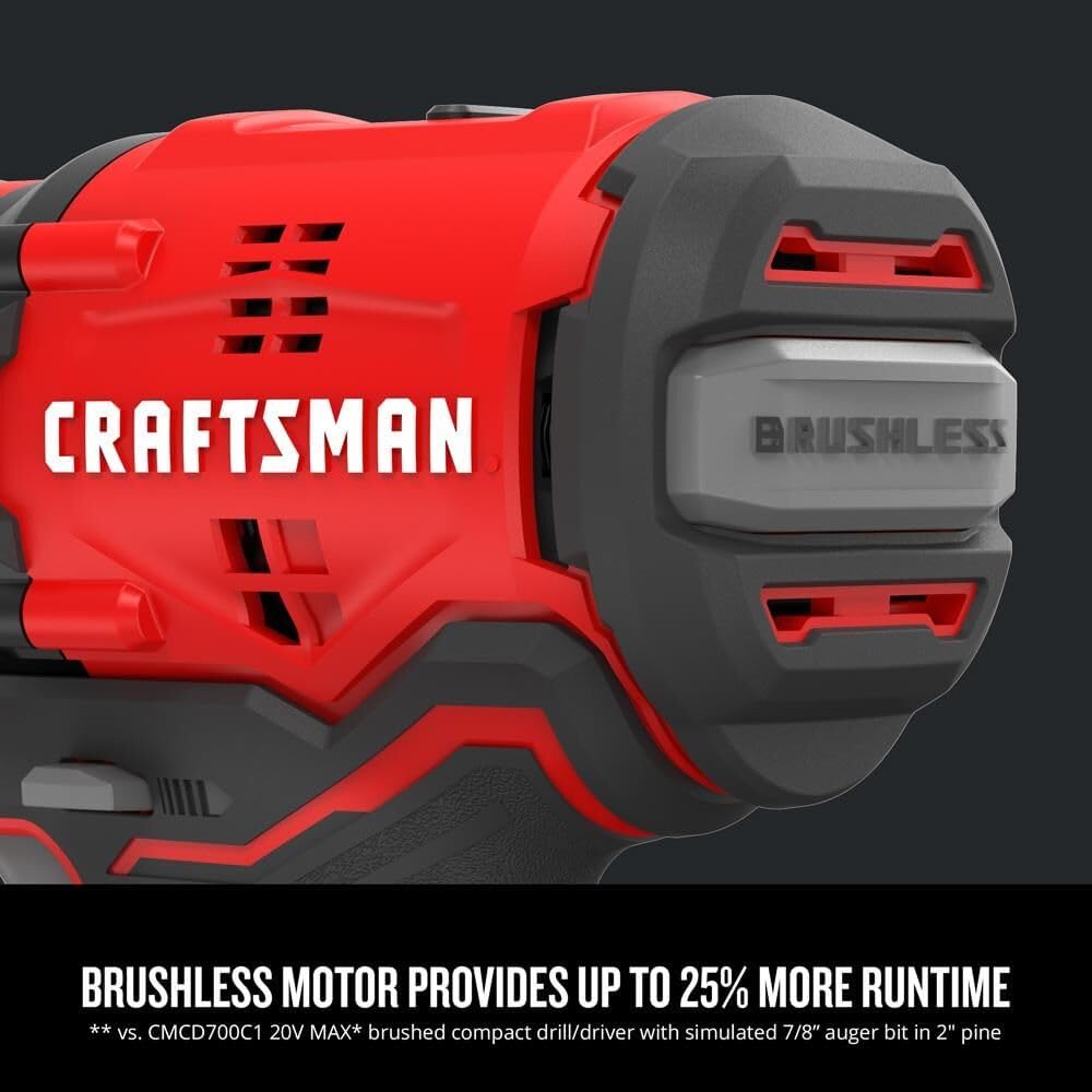 CRAFTSMAN V20 Cordless Drill Driver Kit, 1 2 inch, Battery and Charger Included (CMCD710C1)2