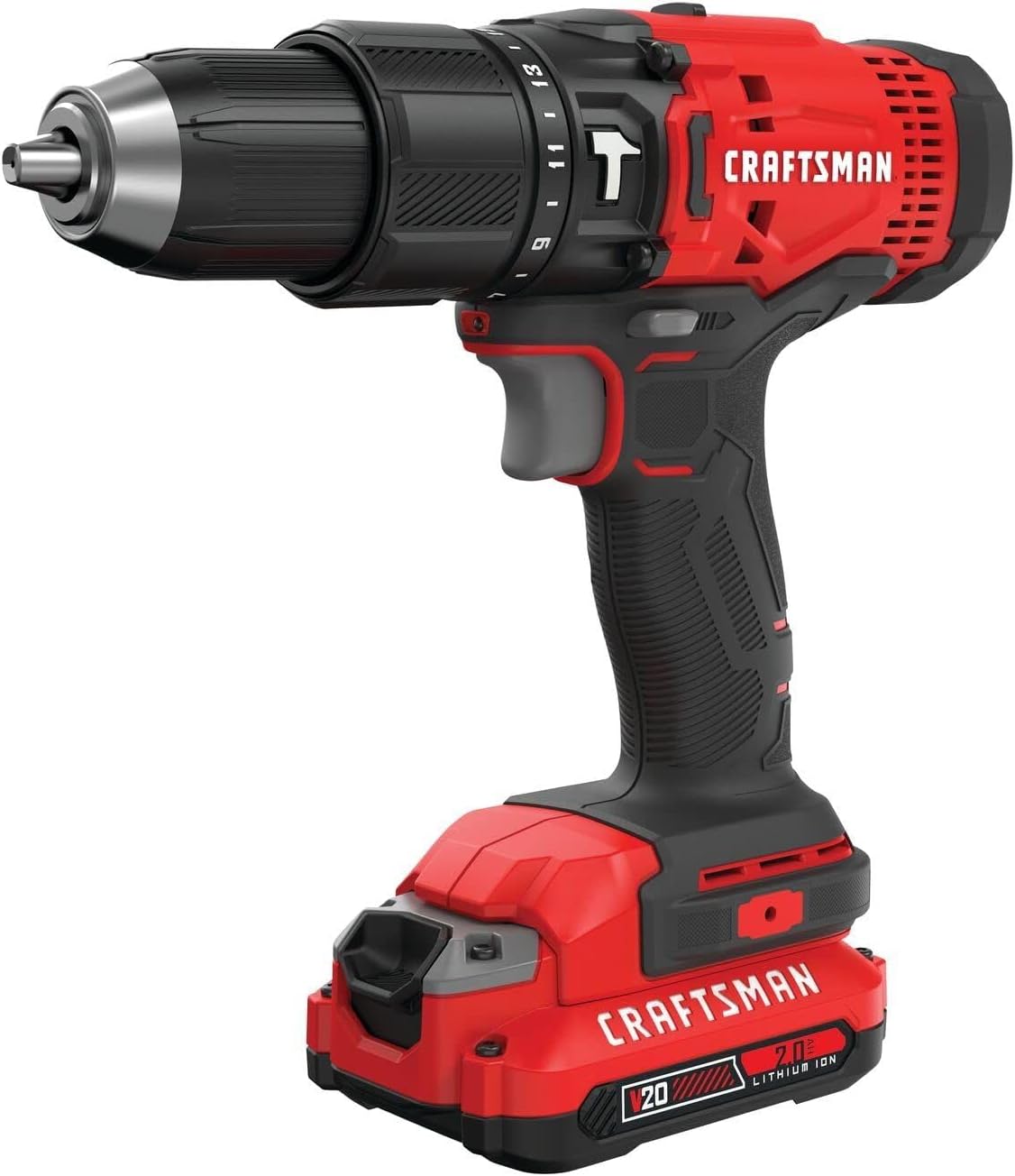 CRAFTSMAN V20 Cordless Hammer Drill, 1 2 inch, Battery & Charger Included (CMCD711D1) CRAFTSMAN V20 Cordless Hammer Drill, 1/2 inch, Battery & Charger Included (CMCD711D1)