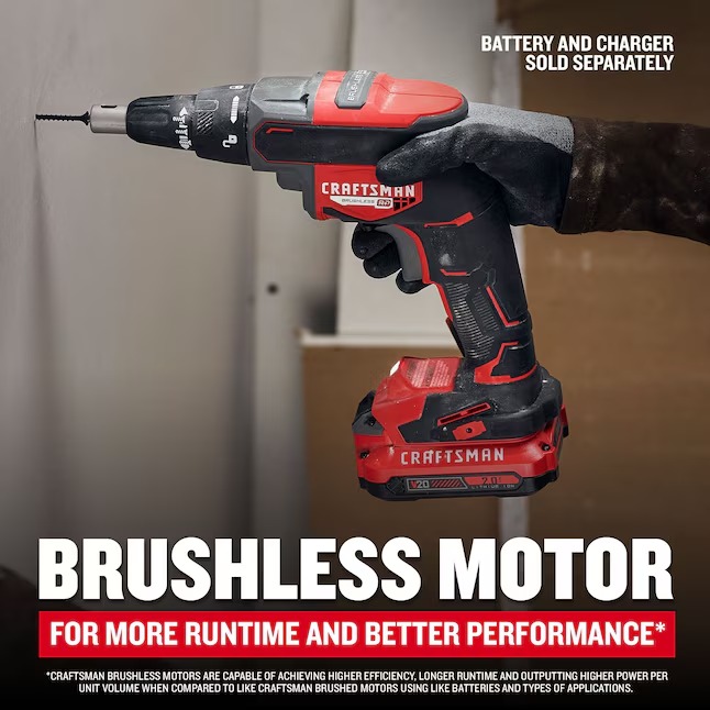 CRAFTSMAN V20 RP 20-volt Max Lithium Ion (li-ion) Collated Fastener Brushless Screw Gun (Charger Not Included)4_11zon