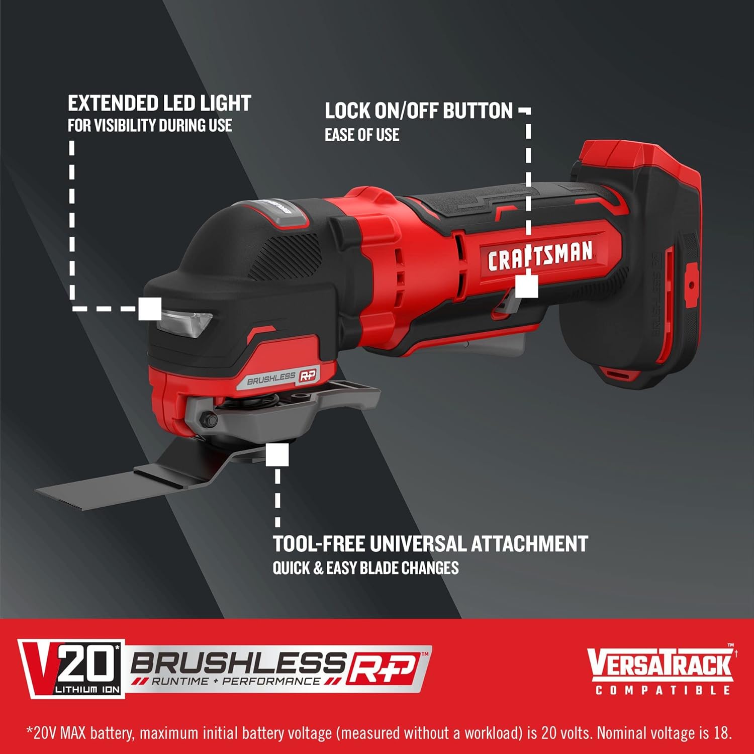 CRAFTSMAN V20 RP Cordless Multi-Tool, Oscillating Tool, up to 19,000 OPM, Bare Tool Only (CMCE565B)1