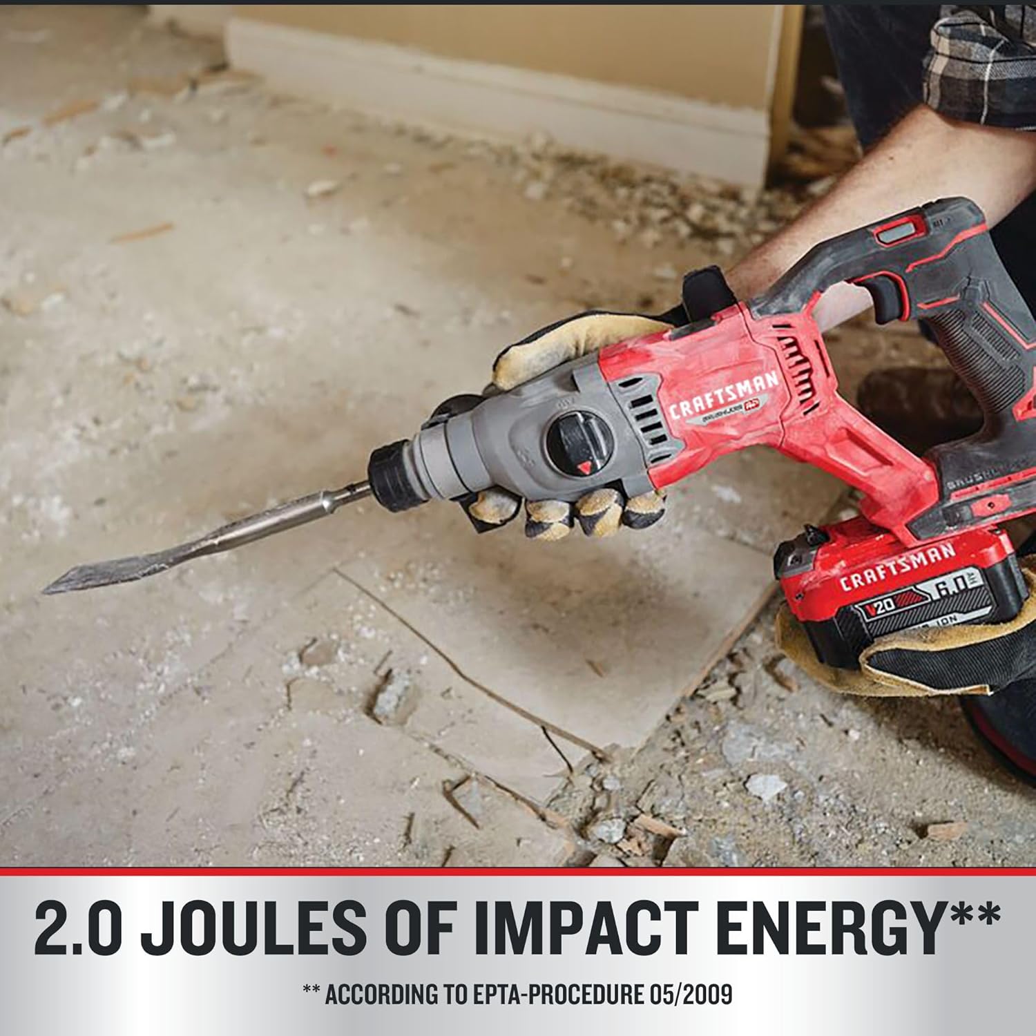 CRAFTSMAN V20 RP SDS Rotary Hammer Drill, Cordless, 7 8 inch, 2 Joules, Bare Tool Only (CMCH234B)5